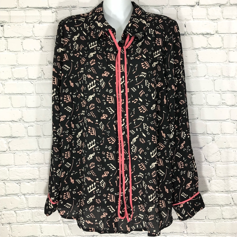 NWOT Plus ModCloth Musical Notes Blouse - Picture 2 of 8